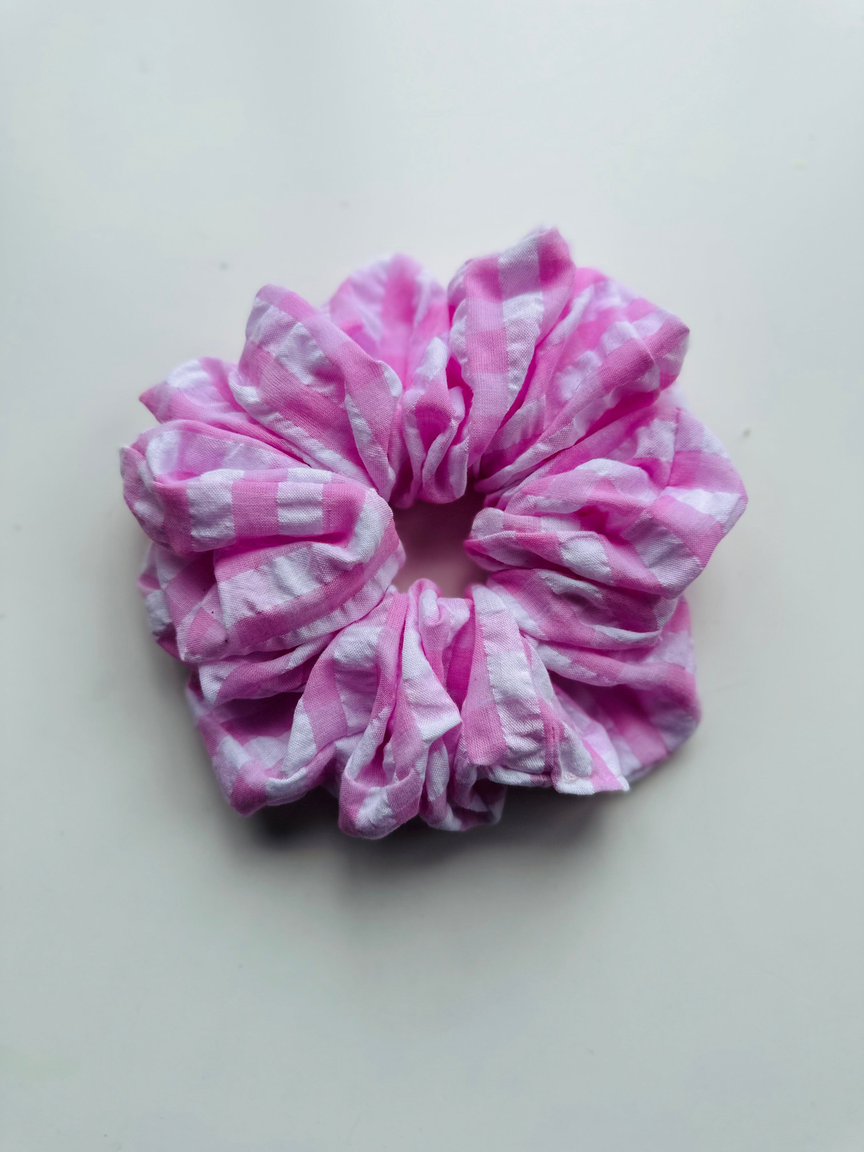 Pink gingham extra large soft scrunchie