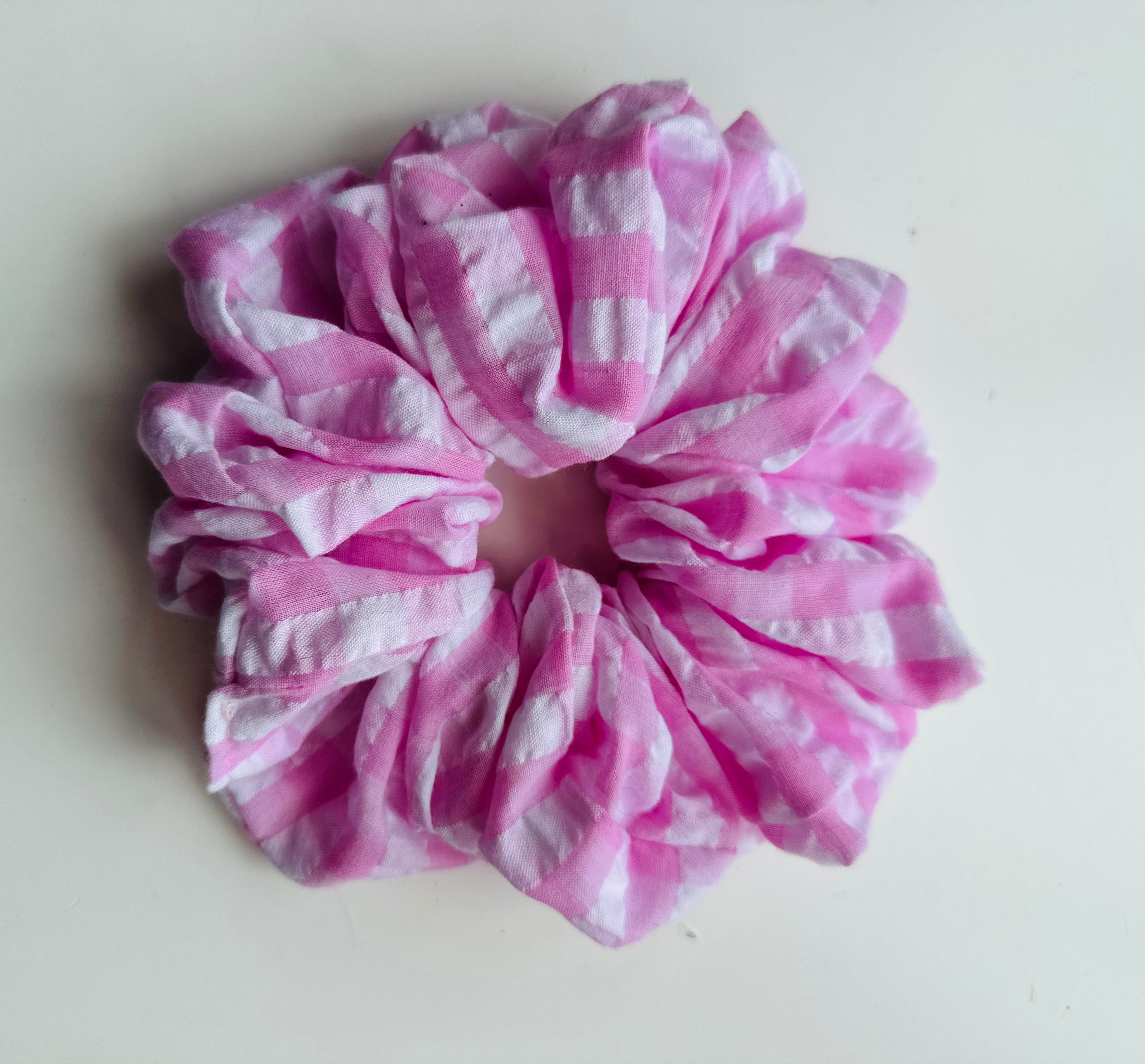 Pink gingham extra large soft scrunchie