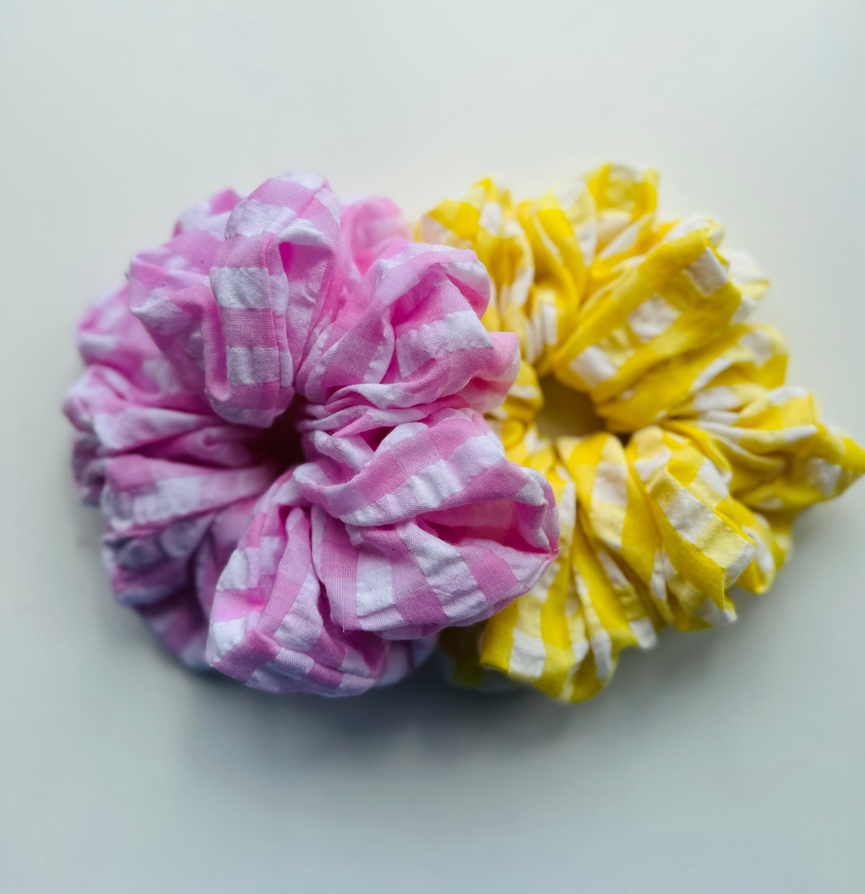 Pink gingham extra large soft scrunchie